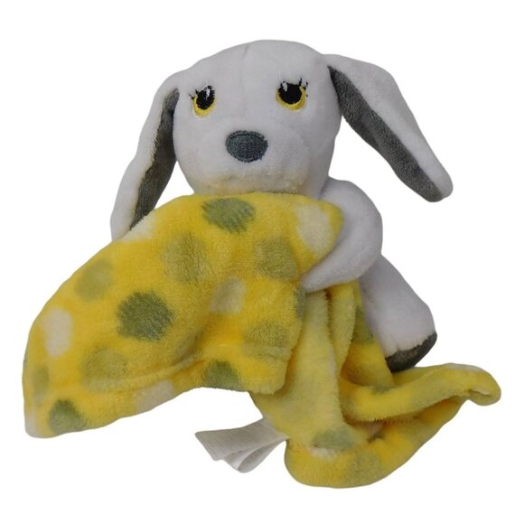 Little Beginnings Plush Dog Lovey Security Blanket White/Gray/Yellow 12" - Picture 1 of 6